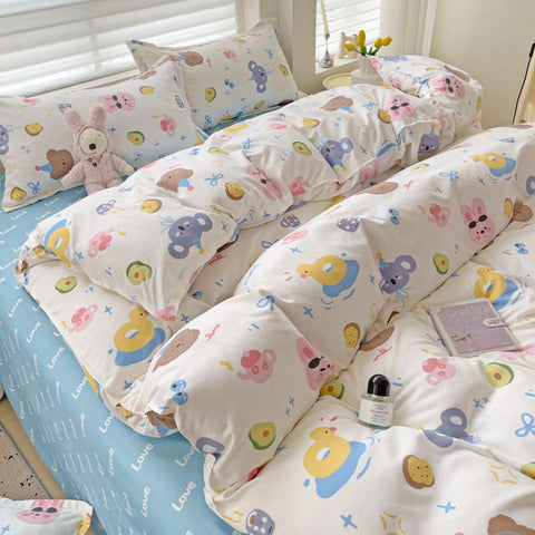 Sonicelife Cute Dog Bedding Set New Arrival Blue Twin Queen Duvet Cover Flat Sheet Pillowcase No Filler Girl Boys Hotel Home Bed Linens