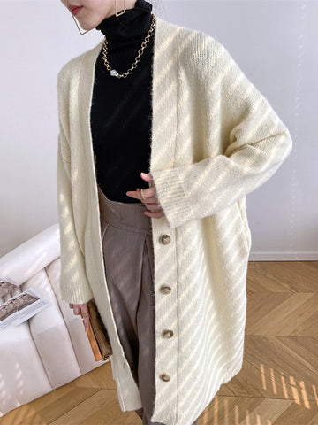 christmas outfit Sonicelife Urban Loose Solid Color Thick Thread Knitting Cardigan Coats