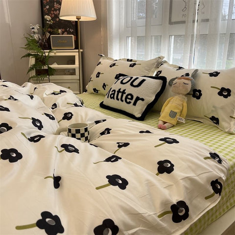 Sonicelife Ins Purple Solid Color Bedding Set Flat Bed Sheet Duvet Cover Single Double Full Queen King Bedclothes Ins Pure Bedroom Linen