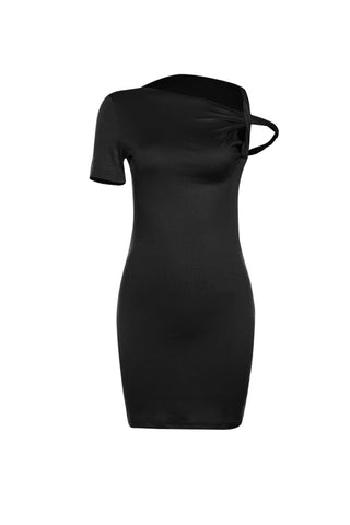 Sonicelife hoco dresses-Asymmetrical Twist Bodycon Mini Dress