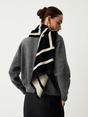 Sonicelife-Wool Blend Geometric Pattern Scarf