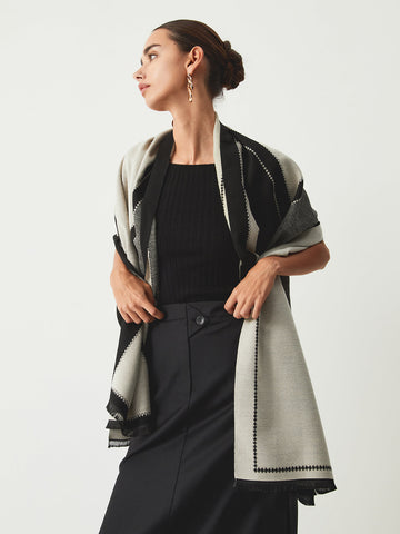 Sonicelife-Contrast Color Geometric Scarf