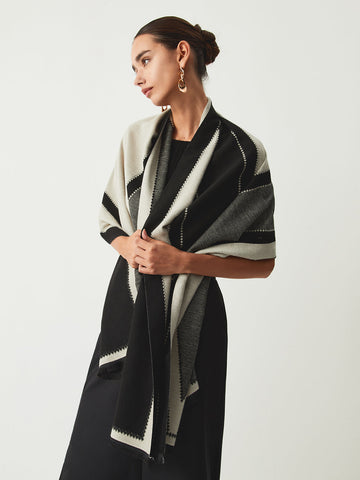 Sonicelife-Contrast Color Geometric Scarf