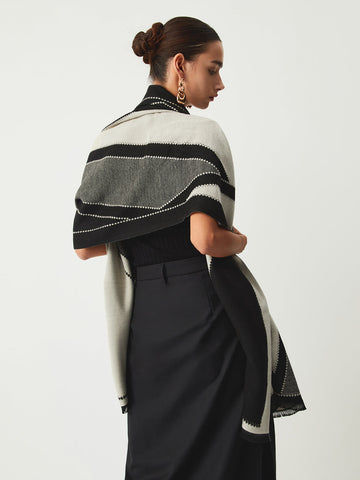 Sonicelife-Contrast Color Geometric Scarf
