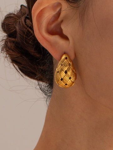 Sonicelife-Crisscross Honeycomb Earrings