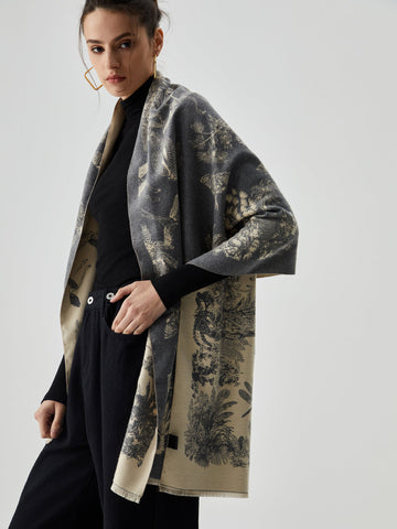 Sonicelife-Double Face Jacquard Tassel Scarf