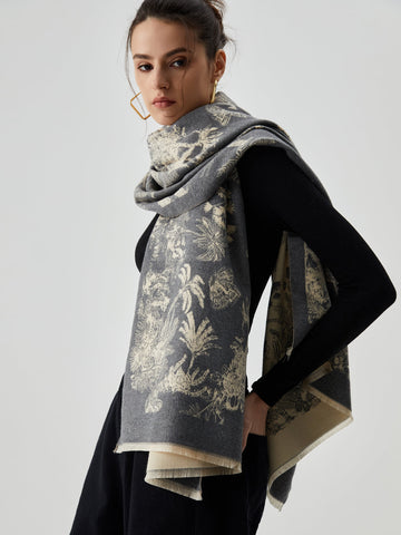 Sonicelife-Double Face Jacquard Tassel Scarf