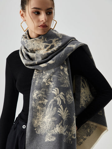 Sonicelife-Double Face Jacquard Tassel Scarf