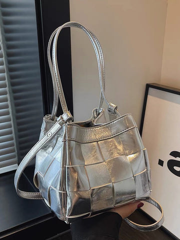 Sonicelife-Check Pattern Bucket Bag