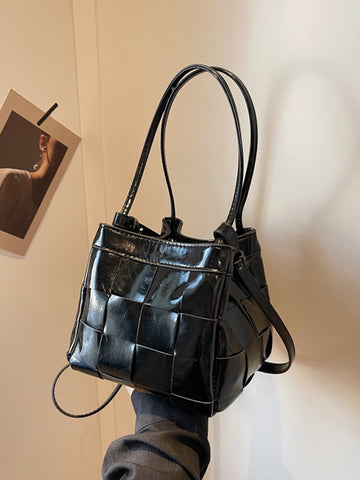 Sonicelife-Check Pattern Bucket Bag