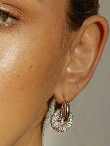 Sonicelife-Polished Double Hoop Earrings