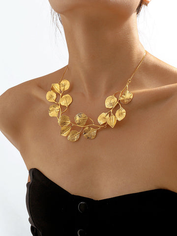 Sonicelife-Vintage Alloy Leaf Design Necklace