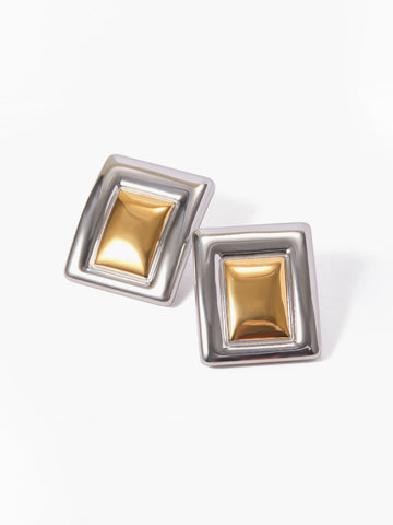 Sonicelife-Two Tone Rectangular Earrings