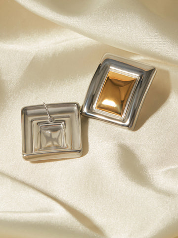 Sonicelife-Two Tone Rectangular Earrings