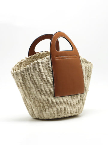 Sonicelife-Two Tone Straw Bag