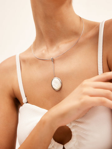 Sonicelife-Sterling Baroque Pearl Necklace