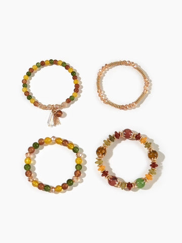 Sonicelife-4PCS Artificial Crystal Beaded Bracelet