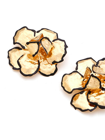 Sonicelife-Contrast Trim Floral Earrings