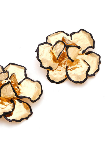 Sonicelife-Contrast Trim Floral Earrings