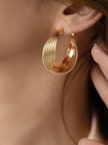 Sonicelife-Geometric Metallic Earrings