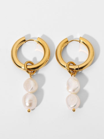 Sonicelife-Double Pearl Hoop Earrings