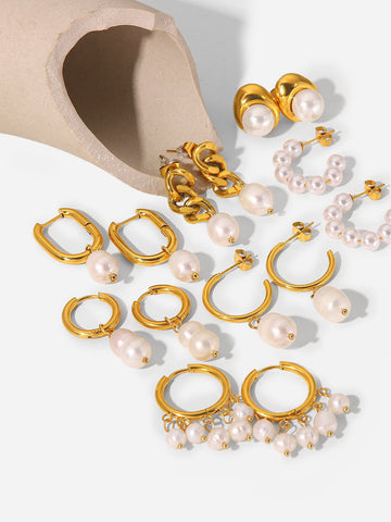 Sonicelife-Double Pearl Hoop Earrings