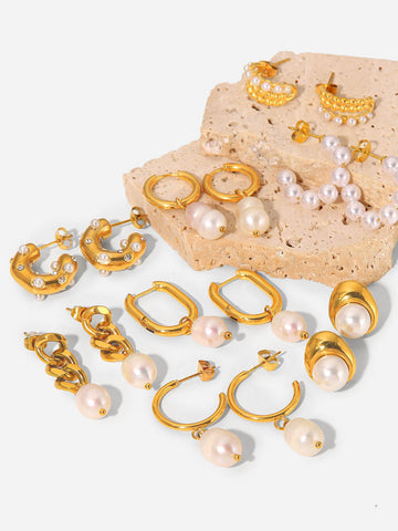 Sonicelife-Double Pearl Hoop Earrings