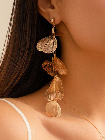 Sonicelife-Ginkgo Leaves Long Dangle Earrings