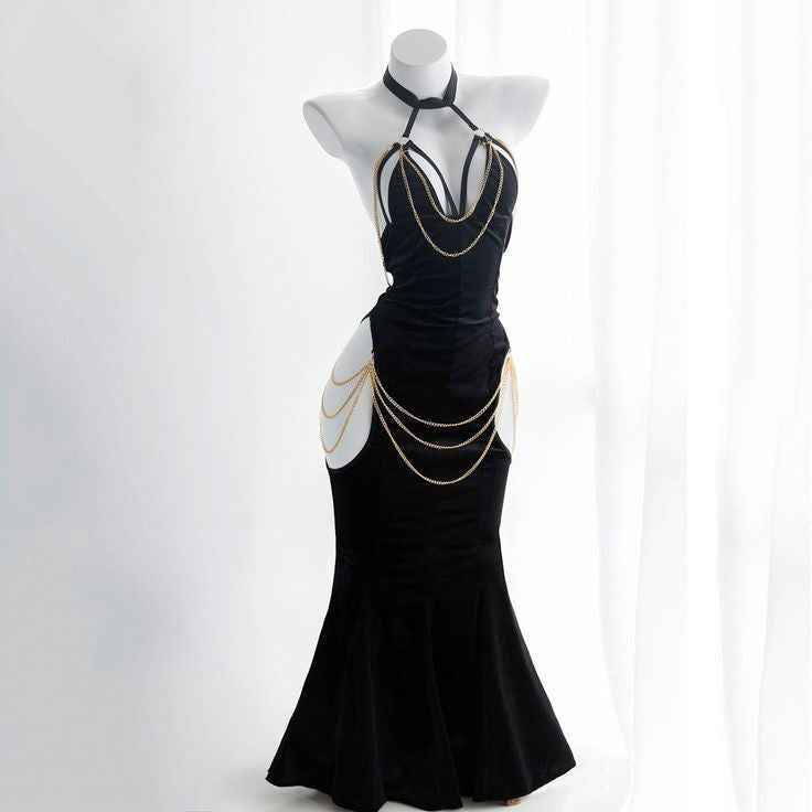 Sonicelife Black Albedo Backless Cosplay Dress