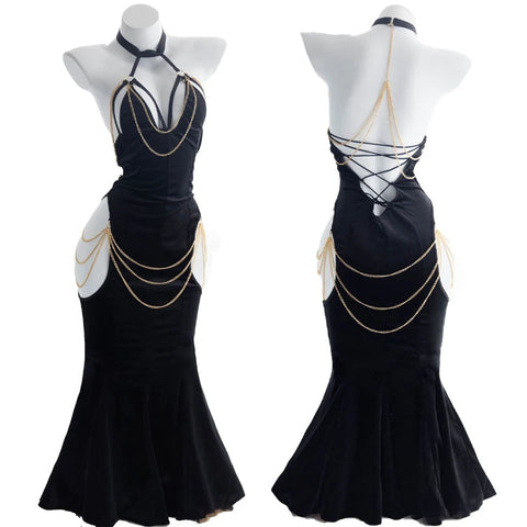 Sonicelife Black Albedo Backless Cosplay Dress