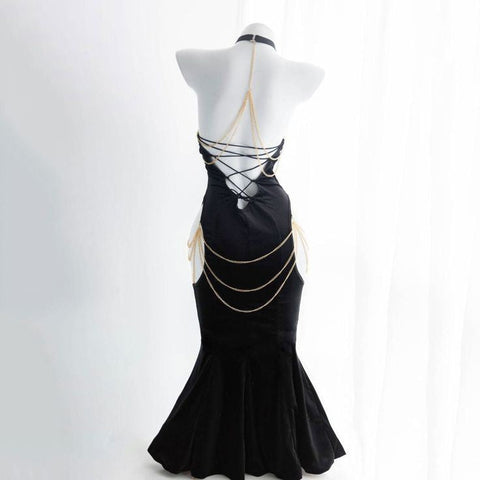 Sonicelife Black Albedo Backless Cosplay Dress