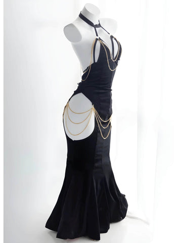 Sonicelife Black Albedo Backless Cosplay Dress