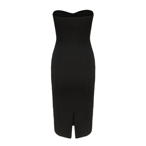 Sonicelife Black Bodycon Sleeveless Dress & Sheer Fur Shrug