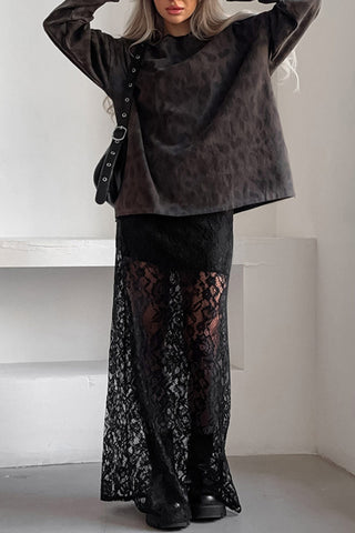 Sonicelife-Black Lace Midi Skirt