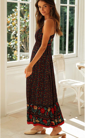 Sonicelife Bohemian V Neck Floral Maxi Dress