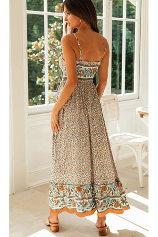 Sonicelife Bohemian V Neck Floral Maxi Dress