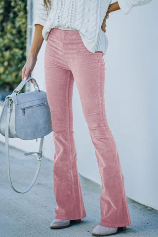 Sonicelife-Casual Solid Color Flare Pants