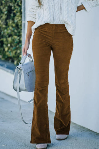 Sonicelife-Casual Solid Color Flare Pants