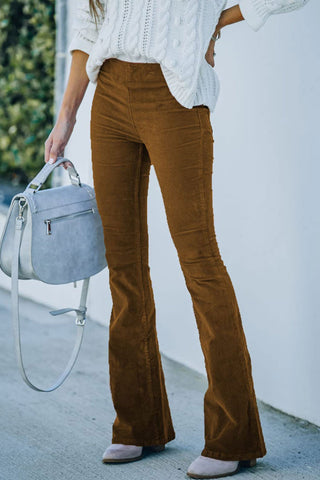 Sonicelife-Casual Solid Color Flare Pants