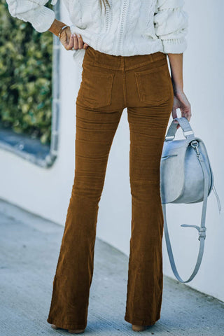 Sonicelife-Casual Solid Color Flare Pants