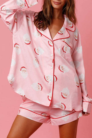 Sonicelife-Christmas Satin Printed Loungewear