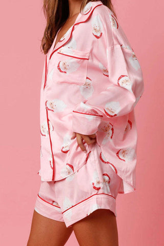 Sonicelife-Christmas Satin Printed Loungewear