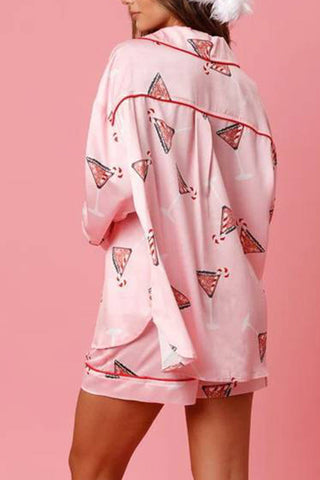 Sonicelife-Christmas Satin Printed Loungewear