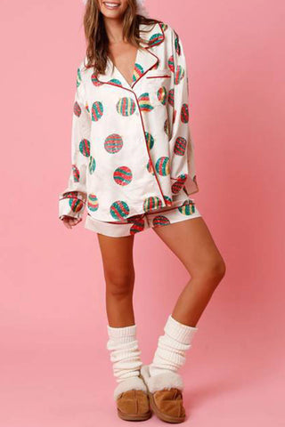 Sonicelife-Christmas Satin Printed Loungewear