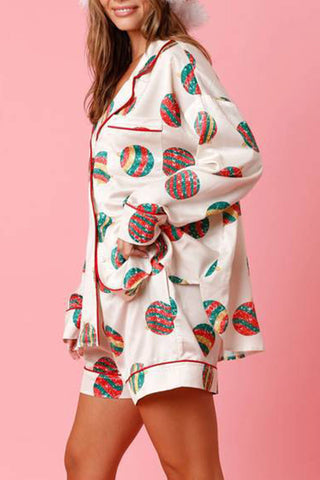 Sonicelife-Christmas Satin Printed Loungewear