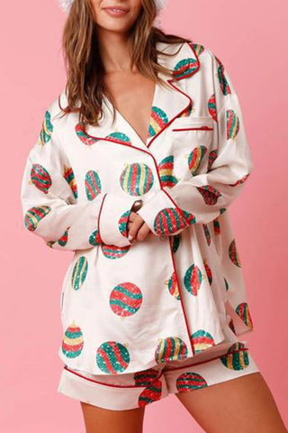 Sonicelife-Christmas Satin Printed Loungewear