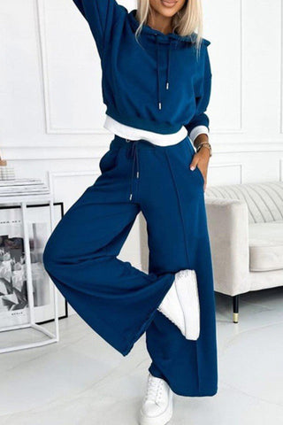 Sonicelife Color Splicing Hoodie Long Pants Set