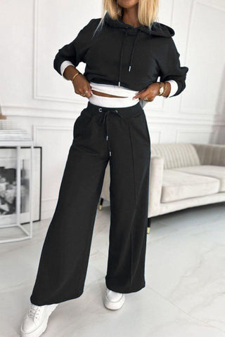 Sonicelife Color Splicing Hoodie Long Pants Set
