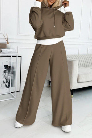 Sonicelife Color Splicing Hoodie Long Pants Set