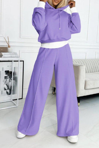 Sonicelife Color Splicing Hoodie Long Pants Set